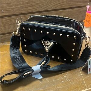 Valentino Orlandi Black and Gold Crossbody Bag